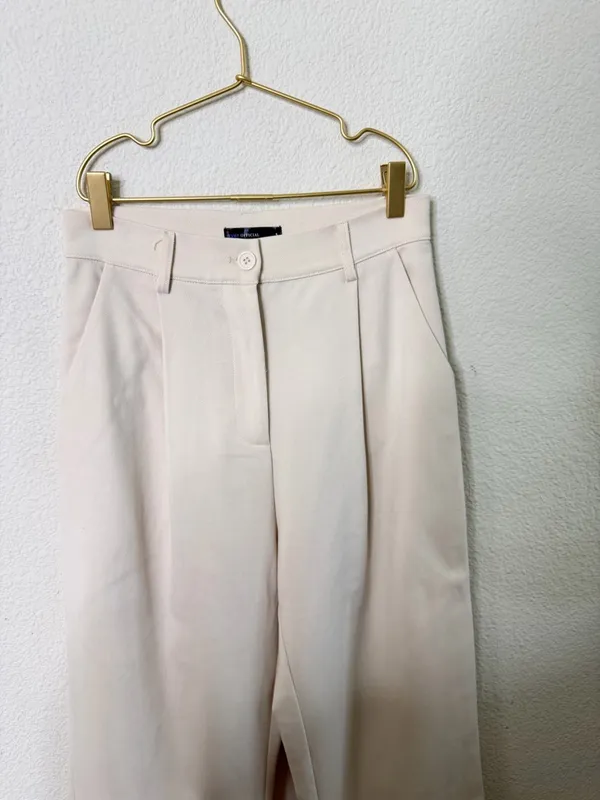 Vamp Official Relaxed Wide Leg Trouser Pants Cream Women’s Size S‎ - Image 7