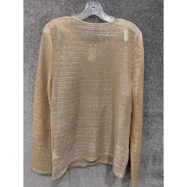 Anthropologie Top Women XL Gold Twisted Knot Metallic‎ Long Sleeve Shimmer Sable - Image 10