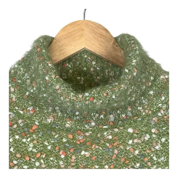 Adora Confetti Knit Turtleneck Sweater Womens Small‎ Green CES#2380G Fuzzy Boho - Image 2