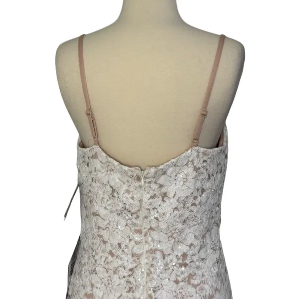 NIGHTWAY Mermaid High-Low Flounce Hem Lace Wedding Dress Ivory Sequin Sz 10 NWT - Image 10