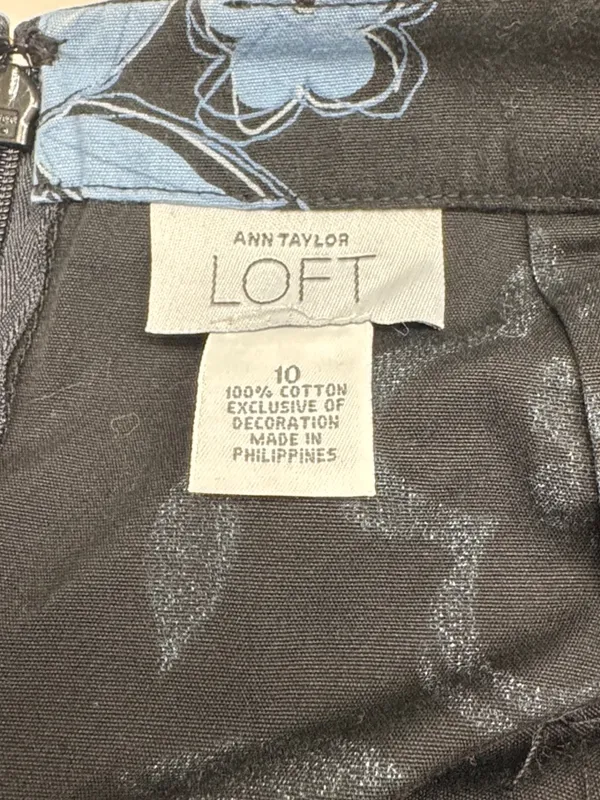 LOFT Black Mini Skirt with Light Blue Floral Print - Image 2