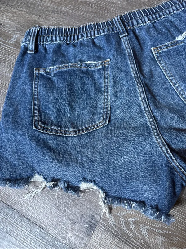 aerie M Daydream Woman’s Distressed Lightweight Denim Shorts Elastic Waistband - Image 4