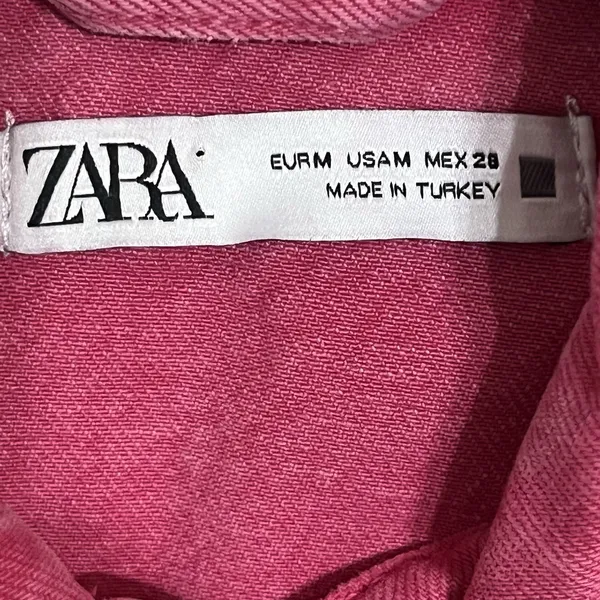 Zara Z1975 Cropped Denim‎ Jean Jacket Barbiecore Pink Size Medium - Image 5