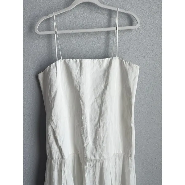 Zara ZW Collection Drop Waist MIDI Dress Oyster White Square Neck Minimalist XL - Image 7