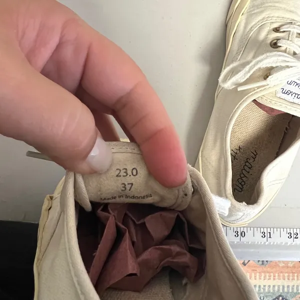 Maison Kitsune Womens Canvas Low Top Sneakers Cream Off White Size 37 EU 6 US - Image 7