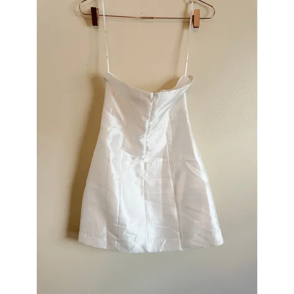 Lulus Mini Dress Womens White Destiny 3D Floral Applique Strapless Bridal - Image 6