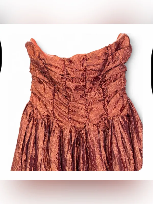 Lulus Women’s Sleeveless Analeia Rust Jacquard Lace-Up Midi Dress Size Medium - Image 9