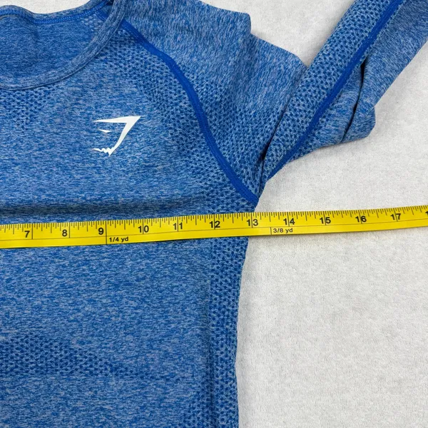 Gymshark Vital Seamless Long Sleeve Top Women’s S Blue Marl Thumbholes Workout - Image 6