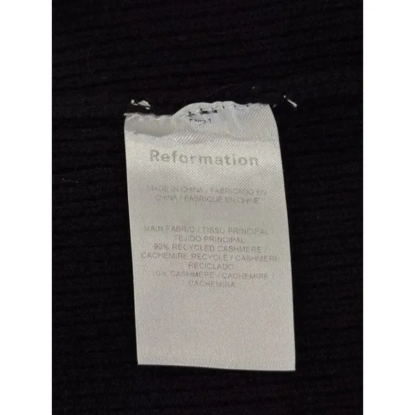 Reformation Women Top Black Julia Ribbed Sweater Tank Cashmere Square Neck Small - Image 4