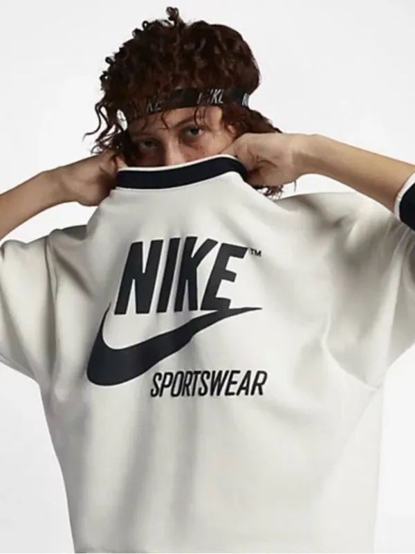 Nike Sportswear Logo Crewneck Sweatshirt White Black Size Small - Image 6