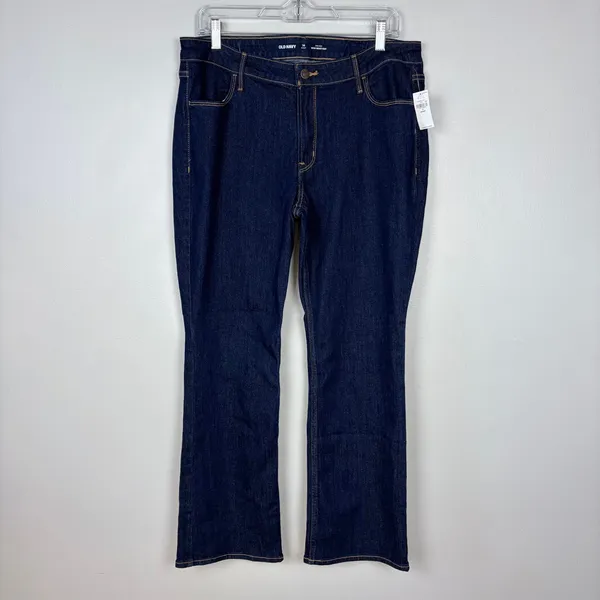 Old Navy Mid-Rise Wow Boot-cut Dark Wash Jeans Denim Casual NWT Size 14 Short‎ - Image 2
