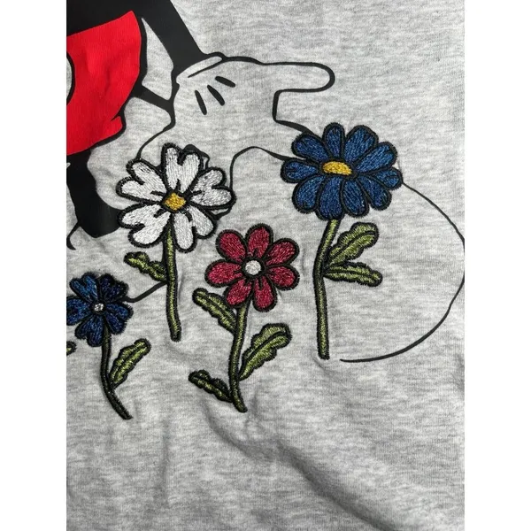 Mickey Mouse Licensed Ladies Character Tee With Embroidery Size L Gray - Image 2