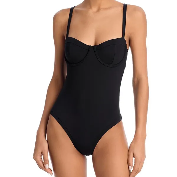AQUA Swim Underwire One Piece Swimsuit Black Sweetheart Neck AOSS26842 XL - Image 3