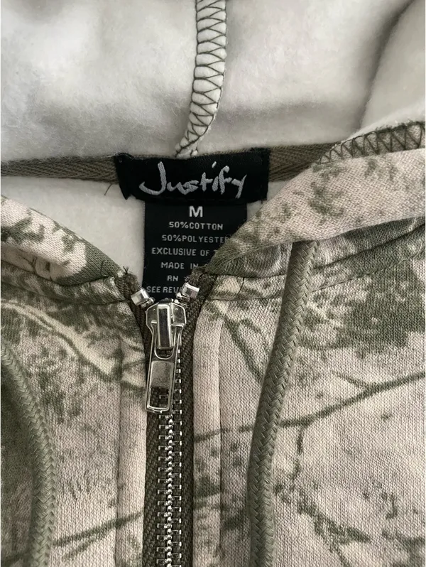 Justify Full Zip Hooded Slightly Cropped Camo Jacket  - Image 2