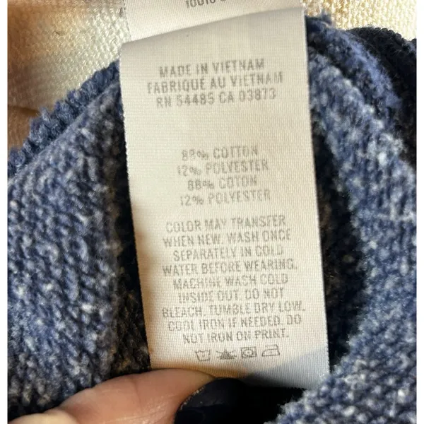 Aerie "Checked Out" Graphic Sweatshirt Blue Ribbed Crew Neck Oversized Medium - Image 6