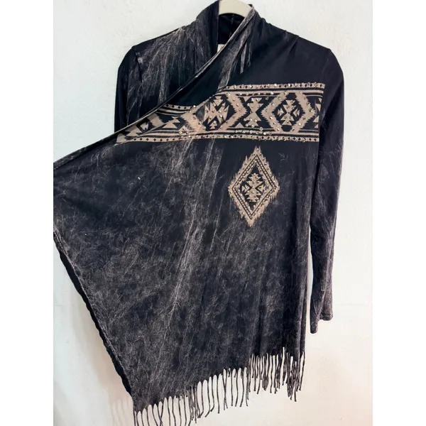 Vocal Cardigan Western Aztec Studded Fringe Women's Small Black Boho Biker USA - Image 3