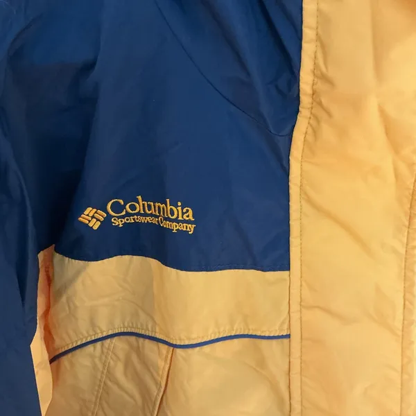 Columbia Women’s Yellow Navy Hooded Rain Jacket Interchange Shell X - Image 3