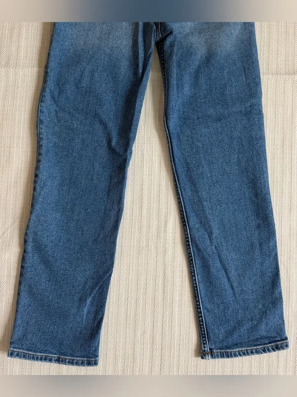 Re/Done Comfort Stretch High-Rise 70s Stove Pipe in Western Blue Size 26 - Image 11