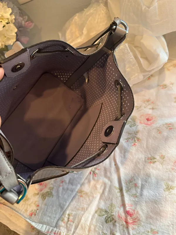 Michael Kors perforated bucket-style bag in gray - Image 9
