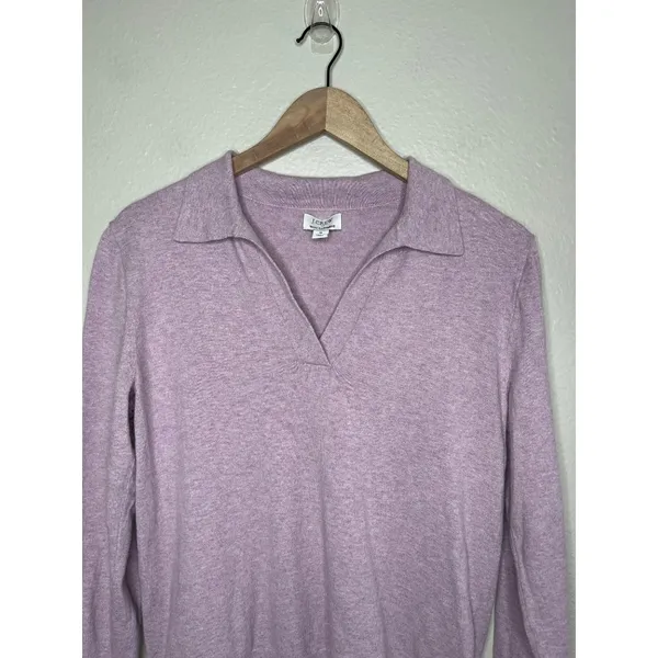 J.Crew Womens Purple Polo Sweater With Cashmere Size S - Image 2