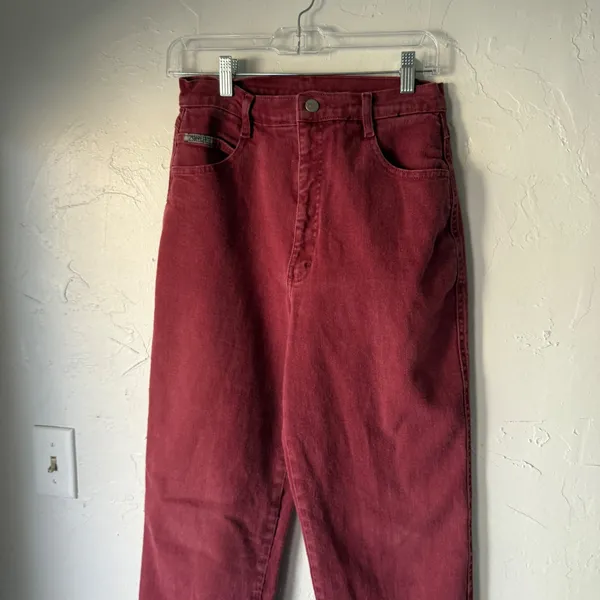 Vintage Roper 80s Burgundy Red Denim Jeans High Waisted Straight Western 26 Tall - Image 3