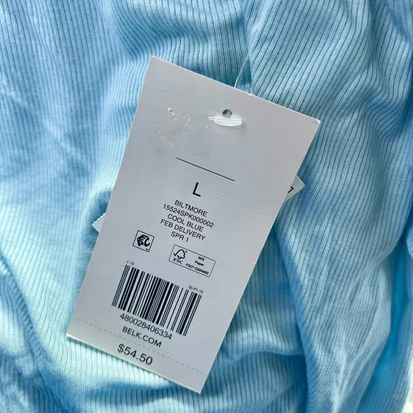 NWT Baby Blue Scoop Neck Bodysuit Size Large Spring Summer Staple Minismalist - Image 4