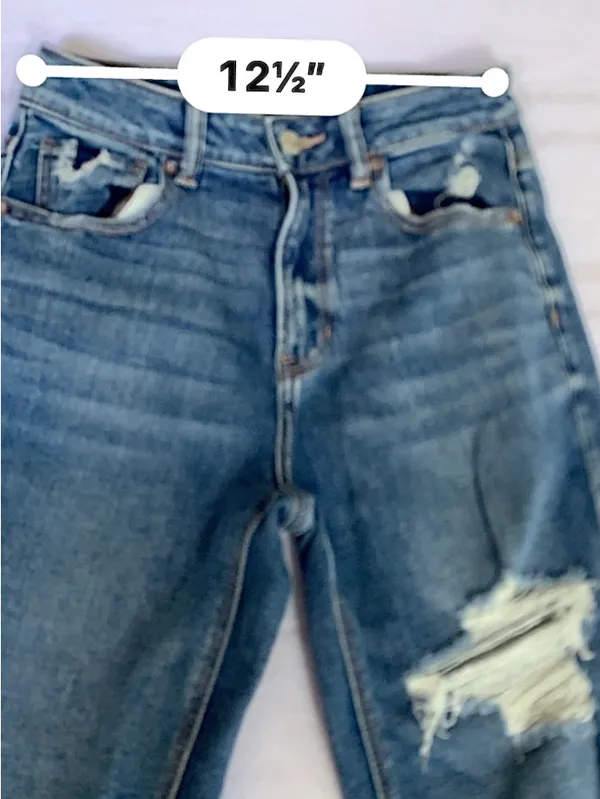 aerie Distressed Blue Boyfriend Jeans - Image 6