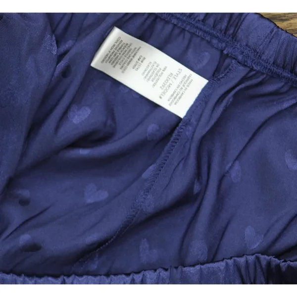 NEW Splendid Womens Satin Heart Pajama Sleep Shorts RLD0392 Navy Blue L - Image 5