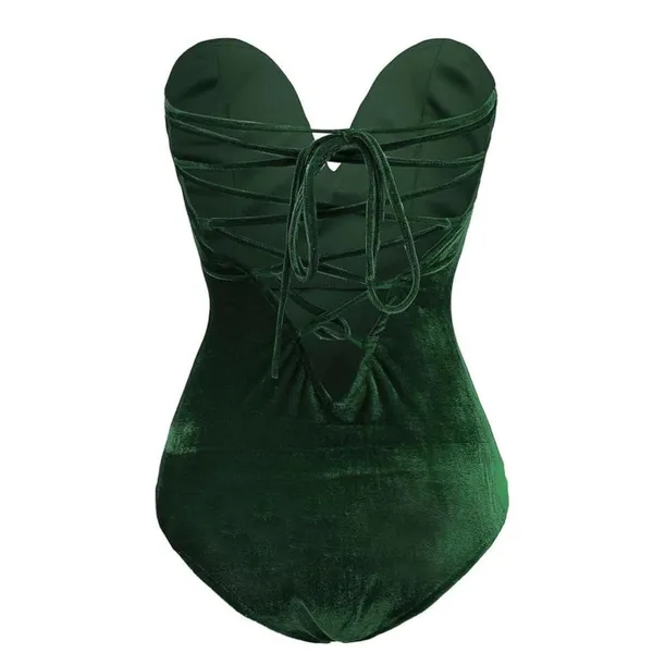 NWT Velvet Sweetheart Neck Strapless‎ Bodysuit Bustier Top Cross Back Small - Image 4