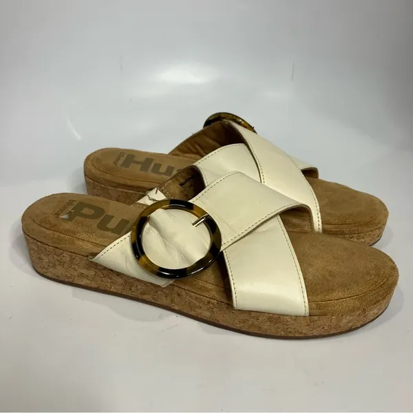 Hush puppies June platform criss cross‎ sandals slides white tan women’s size 10 - Image 2