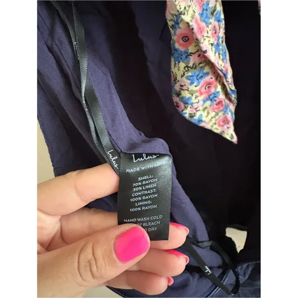 Lulus Significant Sweetie Navy Blue Tie-Back Skort Romper Size Large Linen Beach - Image 13