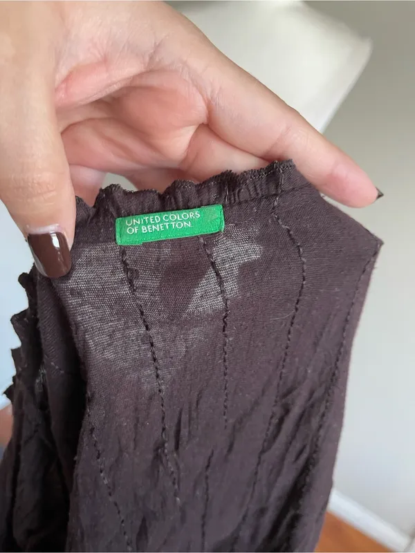 United Colors of Benetton Dark Brown V-Neck Long Sleeve Top - Image 6