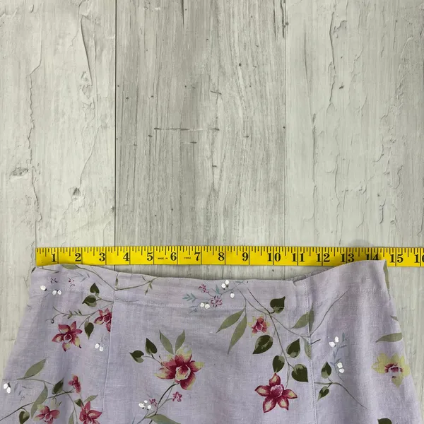 Two Star Dog Purple 100% Linen Floral Midi Skirt Medium Made in USA Cottagecore - Image 9