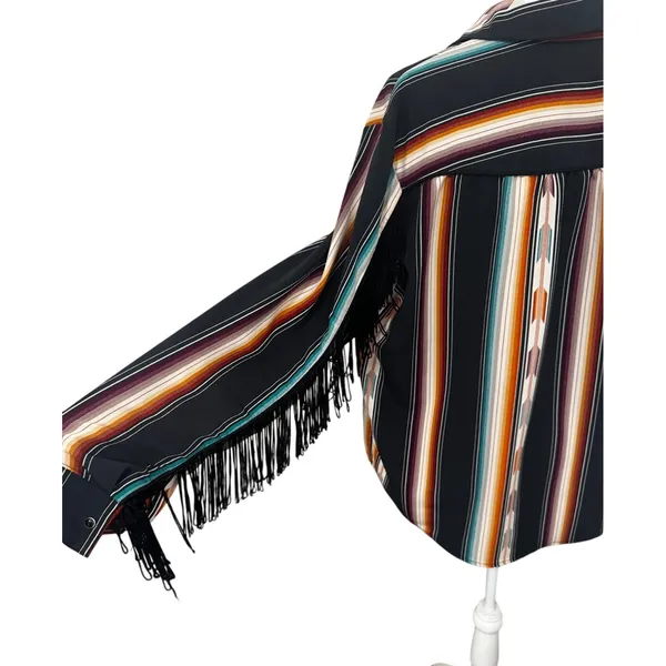 Wrangler Retro Western Stripe Fringe Shirt XXL Southwest Aztec Button Down - Image 5