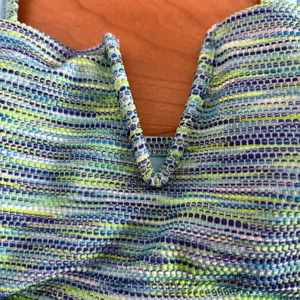 Aerie Bandeau Bikini Top Blue Green Space Dye V-Wire Notch‎ Swim Small - Image 2