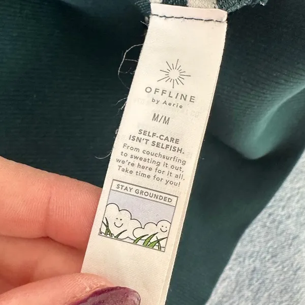 OFFLINE by Aerie Women's Green And White Striped Seamless Cropped T-Shirt Size M - Image 6
