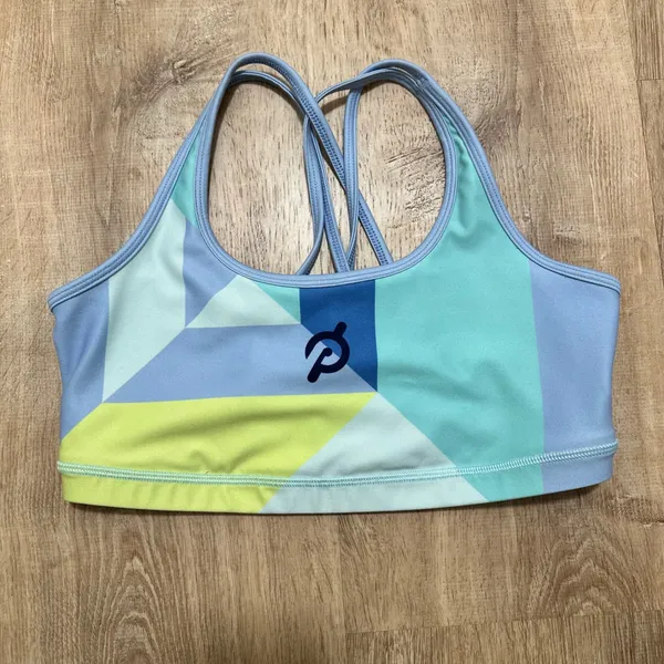Pelaton‎ x WITH Wear It To Heart | Geometric Print Strappy Sports Bra, Size M - Image 4
