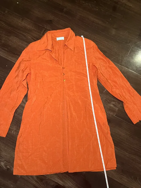 Bonita Orange Linen Blouse Size Small - Image 4
