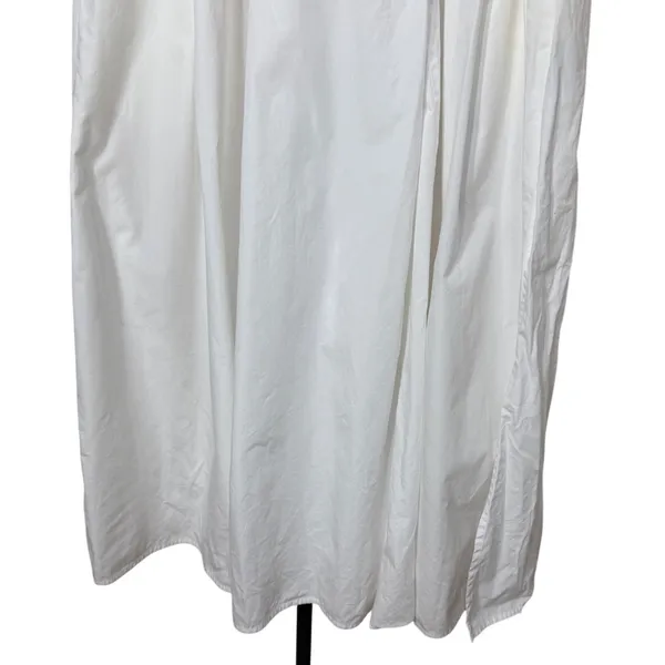 Emanuel Ungaro White Cotton Poplin Pleated Maxi Skirt Side Slit Size 6/40 - Image 3