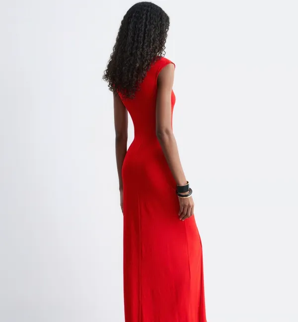 & Other Stories Dress sleeveless tie waist midi red - Image 2