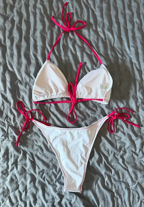 Aerie White and Pink Bikini Set - Image 2