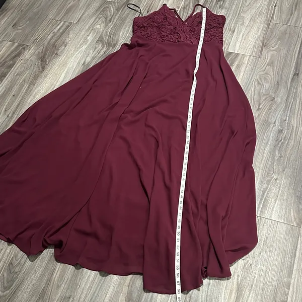 Lulu's burgundy Lace Maxi Dress - Image 11