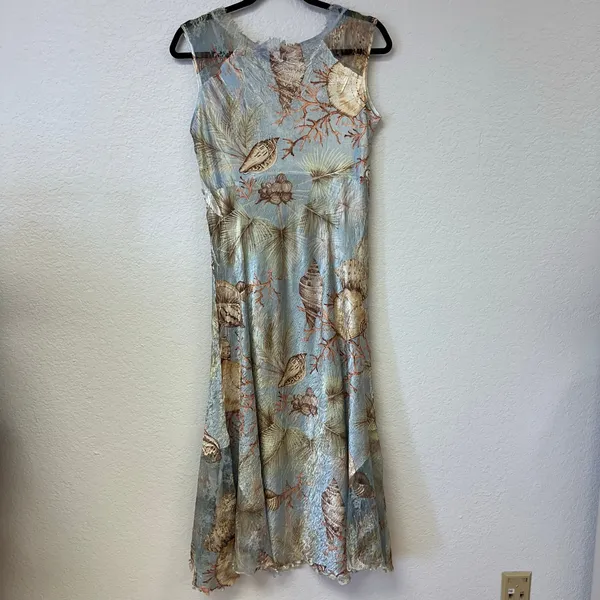Vintage Komarov Shell Print Midi dress Lace mesh - Image 4