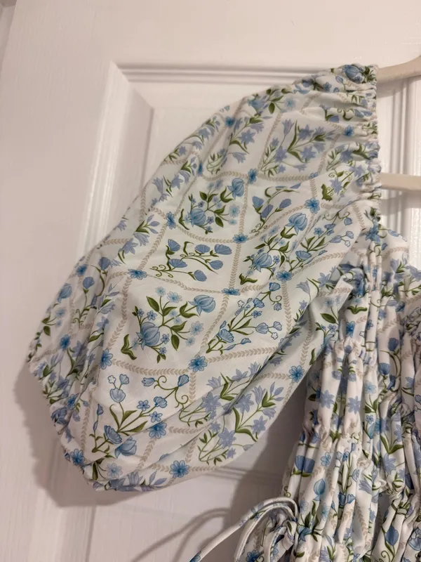 Bubble floral dress Blue - Image 4