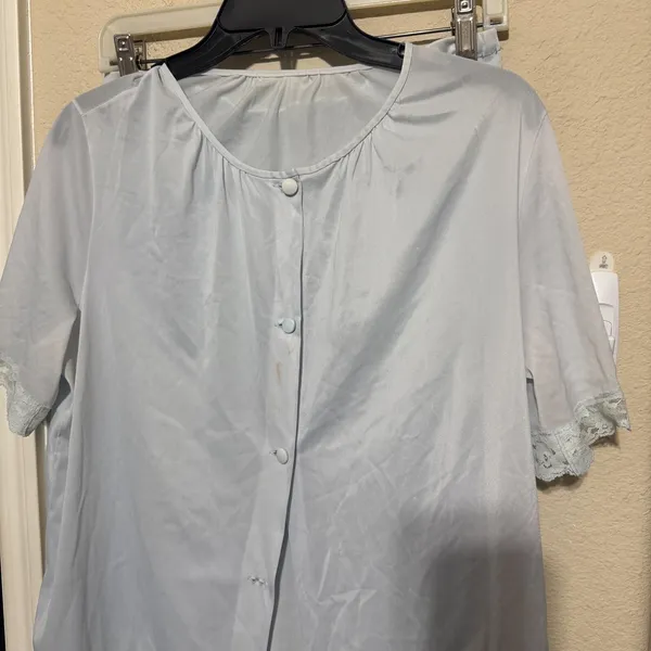 Vintage Henson Kickernick Women Pajamas Light Blue Nylon Lace Set 2pc Fair - Image 3