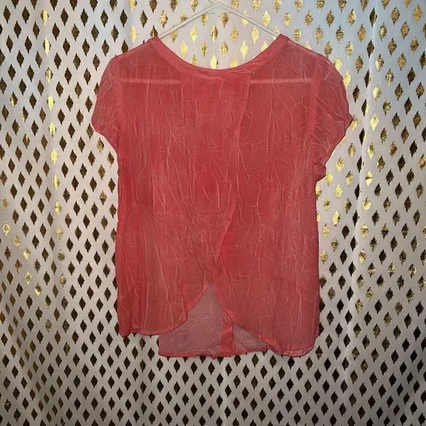Free People We the Free Viscose Dark Coral Gauze Blouse size M Orange top - Image 8