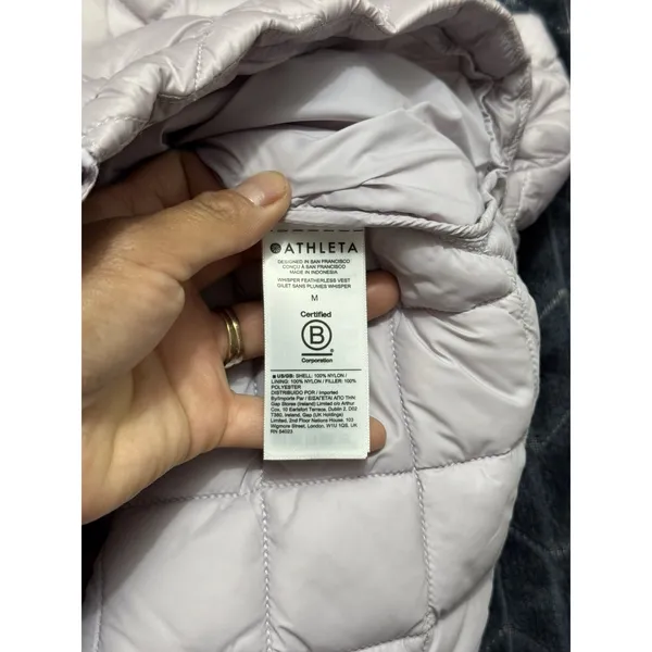 Athleta Women Light Pink Puffer Whisper Featherless Puffy Quilted Size Medium - Image 4