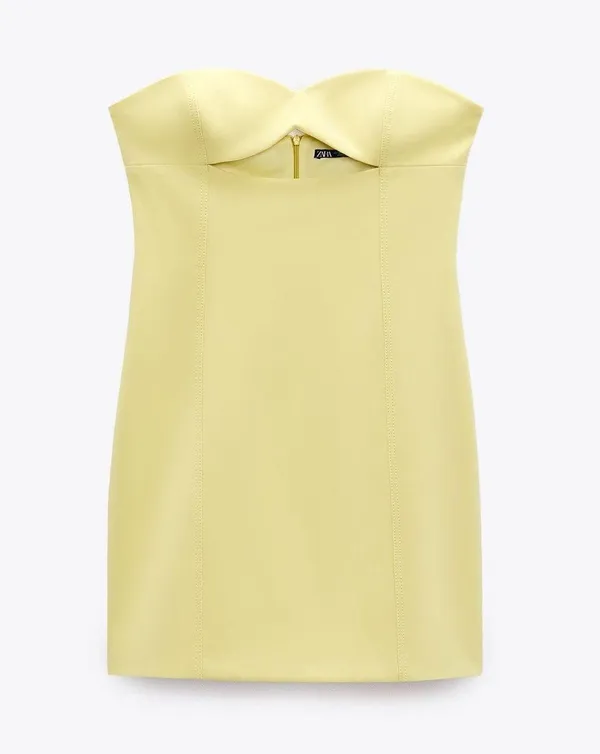 Zara Bodycon Strapless Mini Lemon Party Coctail Shower Bridal 🍋Dress - Image 15