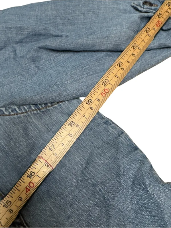 Velvet Heart Chambray Shirt Dress Medium Blue Tiered High Low Roll Tab Sleeves - Image 8
