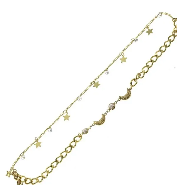Gold Plated Moon & Stars Anklet - Image 3